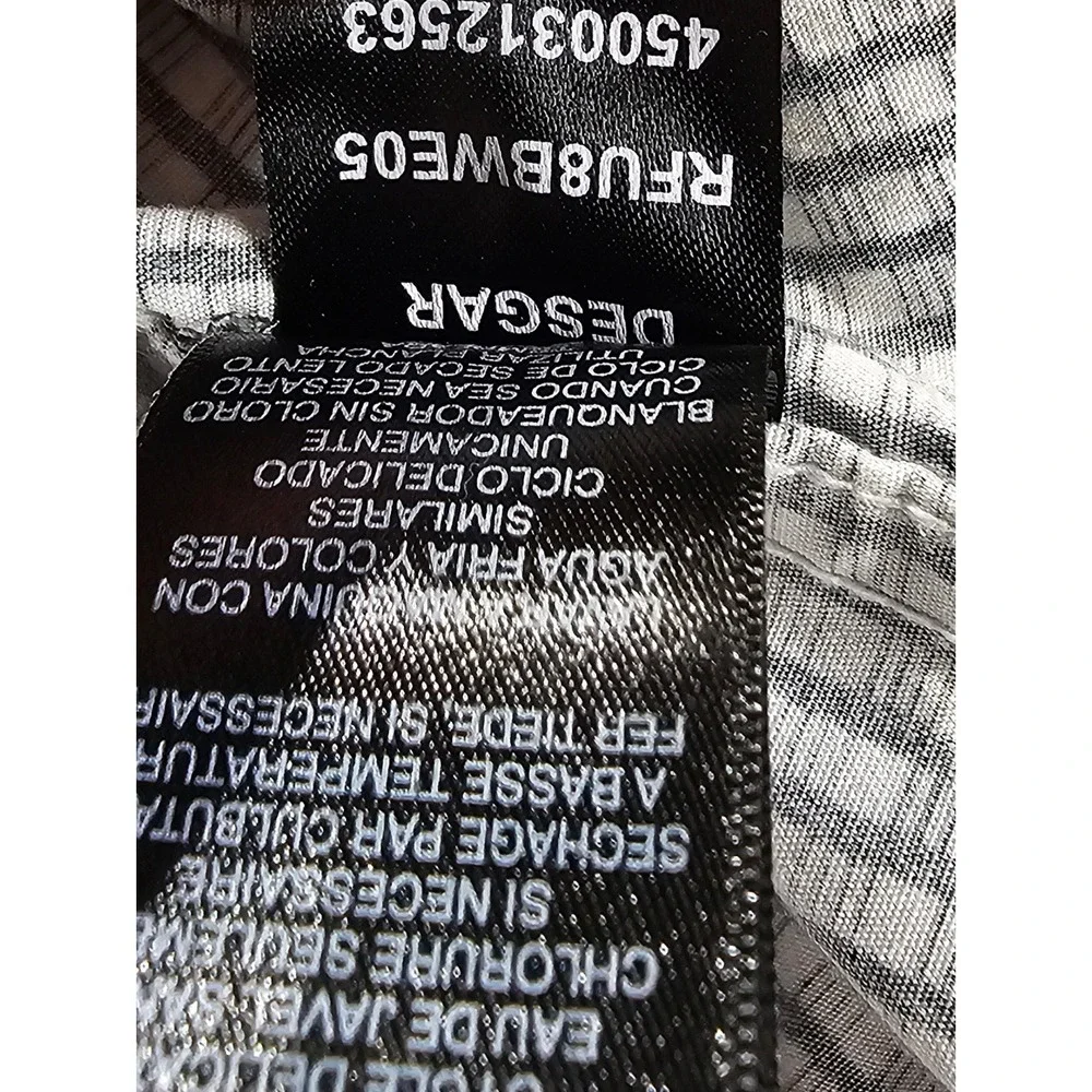Kenneth Cole Reaction Mens Short Sleeve Button Down Shirt Black White Check M